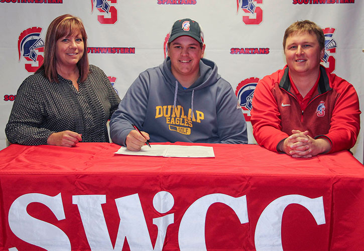 PICTURED (L to R):  Michelle Cebuhar, Tony&rsquo;s mother; Tony Cebuhar; and Doug North, SWCC head golf coach.