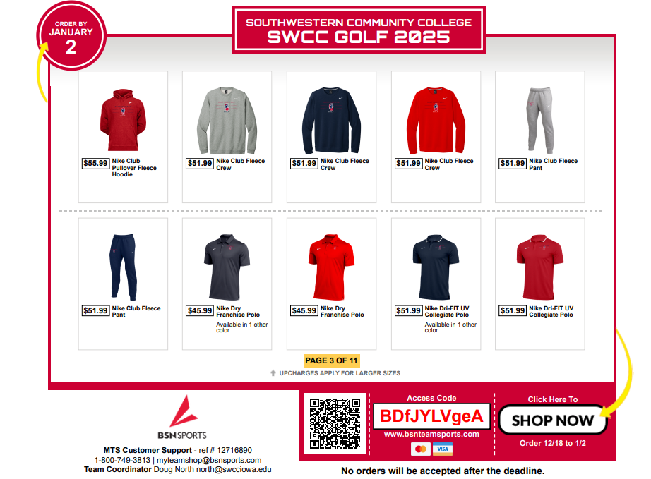 Southwestern Spartans Men's Golf Team Shop Now Open!