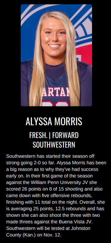 Morris Garners Athlete of the Week Honors