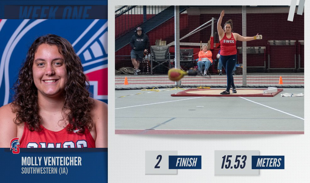 Molly Venteicher wins NJCAA Women's Track & Field Athlete of the Week.